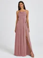 A-line Spaghetti Straps Sash/Ribbon/Belt Floor-Length Chiffon Bridesmaid Dress