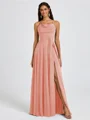 A-line Spaghetti Straps Sash/Ribbon/Belt Floor-Length Chiffon Bridesmaid Dress