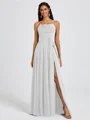 A-line Spaghetti Straps Sash/Ribbon/Belt Floor-Length Chiffon Bridesmaid Dress