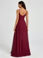 A-line V-neck Pleated Floor-Length Chiffon Bridesmaid Dress