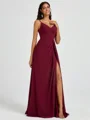 A-line V-neck Pleated Floor-Length Chiffon Bridesmaid Dress
