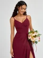 A-line V-neck Pleated Floor-Length Chiffon Bridesmaid Dress