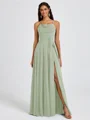 A-line V-neck Pleated Floor-Length Chiffon Bridesmaid Dress
