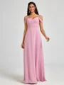 A-line Cold Shoulder Pleated Floor-Length Chiffon Bridesmaid Dress