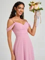 A-line Cold Shoulder Pleated Floor-Length Chiffon Bridesmaid Dress
