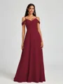 A-line Cold Shoulder Pleated Floor-Length Chiffon Bridesmaid Dress