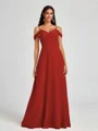 A-line Cold Shoulder Pleated Floor-Length Chiffon Bridesmaid Dress