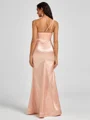 Sheath One-Shoulder Pleated Floor-Length Silk Like Satin Bridesmaid Dress