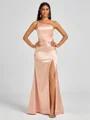 Sheath One-Shoulder Pleated Floor-Length Silk Like Satin Bridesmaid Dress