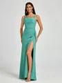 Sheath Square Pleated Floor-Length Chiffon Bridesmaid Dress
