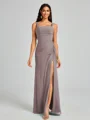 Sheath Square Pleated Floor-Length Chiffon Bridesmaid Dress