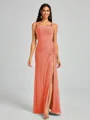 Sheath Square Pleated Floor-Length Chiffon Bridesmaid Dress
