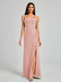 Sheath Square Pleated Floor-Length Chiffon Bridesmaid Dress