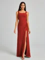 Sheath Square Pleated Floor-Length Chiffon Bridesmaid Dress