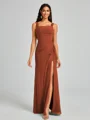 Sheath Square Pleated Floor-Length Chiffon Bridesmaid Dress