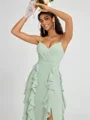 A-line V-neck Ruffles Floor-Length Chiffon Bridesmaid Dress