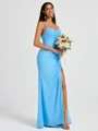 Sheath Spaghetti Straps Pleated Floor-Length Chiffon Bridesmaid Dress