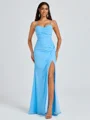 Sheath Spaghetti Straps Pleated Floor-Length Chiffon Bridesmaid Dress