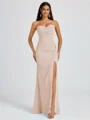 Sheath Spaghetti Straps Pleated Floor-Length Chiffon Bridesmaid Dress