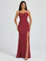 Sheath Spaghetti Straps Pleated Floor-Length Chiffon Bridesmaid Dress