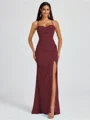 Sheath Spaghetti Straps Pleated Floor-Length Chiffon Bridesmaid Dress