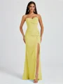 Sheath Spaghetti Straps Pleated Floor-Length Chiffon Bridesmaid Dress