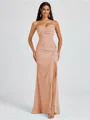 Sheath Spaghetti Straps Pleated Floor-Length Chiffon Bridesmaid Dress