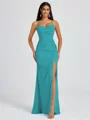 Sheath Spaghetti Straps Pleated Floor-Length Chiffon Bridesmaid Dress