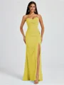Sheath Spaghetti Straps Pleated Floor-Length Chiffon Bridesmaid Dress