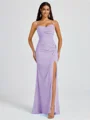 Sheath Spaghetti Straps Pleated Floor-Length Chiffon Bridesmaid Dress