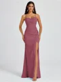 Sheath Spaghetti Straps Pleated Floor-Length Chiffon Bridesmaid Dress