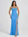 Sheath Spaghetti Straps Pleated Floor-Length Chiffon Bridesmaid Dress