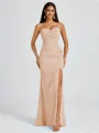 Sheath Spaghetti Straps Pleated Floor-Length Chiffon Bridesmaid Dress