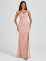 Sheath Spaghetti Straps Pleated Floor-Length Chiffon Bridesmaid Dress
