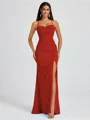 Sheath Spaghetti Straps Pleated Floor-Length Chiffon Bridesmaid Dress