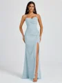 Sheath Spaghetti Straps Pleated Floor-Length Chiffon Bridesmaid Dress