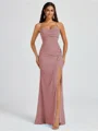 Sheath Spaghetti Straps Pleated Floor-Length Chiffon Bridesmaid Dress