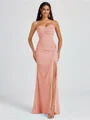 Sheath Spaghetti Straps Pleated Floor-Length Chiffon Bridesmaid Dress