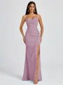 Sheath Spaghetti Straps Pleated Floor-Length Chiffon Bridesmaid Dress