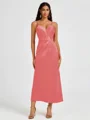 A-line Spaghetti Straps Pleated Ankle-Length Charmeuse Bridesmaid Dress