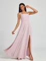 A-line Square Floor-Length Chiffon Bridesmaid Dress