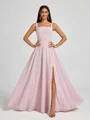 A-line Square Floor-Length Chiffon Bridesmaid Dress