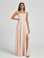 A-line Square Floor-Length Chiffon Bridesmaid Dress