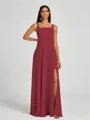 A-line Square Floor-Length Chiffon Bridesmaid Dress