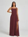 A-line Square Floor-Length Chiffon Bridesmaid Dress