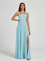 A-line Square Floor-Length Chiffon Bridesmaid Dress