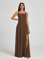 A-line Square Floor-Length Chiffon Bridesmaid Dress