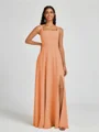 A-line Square Floor-Length Chiffon Bridesmaid Dress