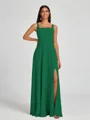 A-line Square Floor-Length Chiffon Bridesmaid Dress