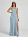 A-line Square Floor-Length Chiffon Bridesmaid Dress